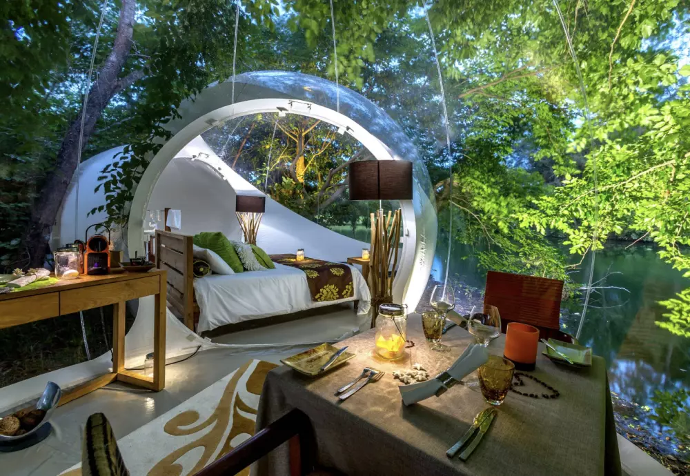 half transparent bubble tent